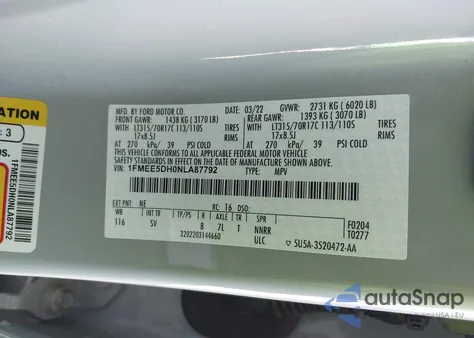 2022 Ford Bronco Black Diamond z USA, uszkodzony, nr VIN 1FMEE5DH0NLA87792